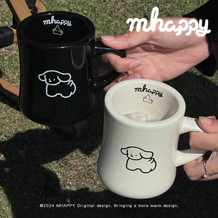 喜与喜生活陶瓷杯快乐小狗水杯办公室高颜值咖啡杯牛奶杯马克杯