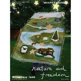 MhappyManner 旷野自然小羊艺术挂毯沙发毯针织盖毯空调毯 原创