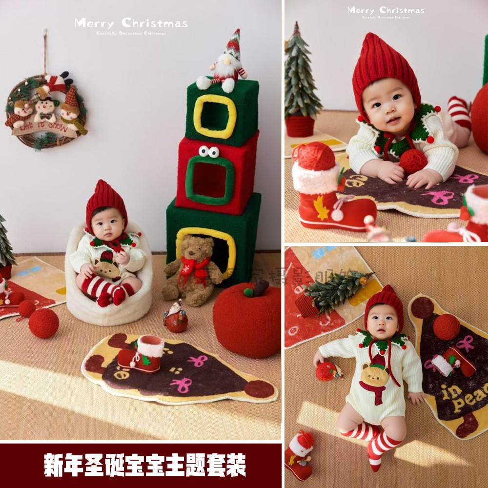 25儿童摄影服装百天照周岁宝宝影楼拍照摄影可爱卡通圣诞主题套装