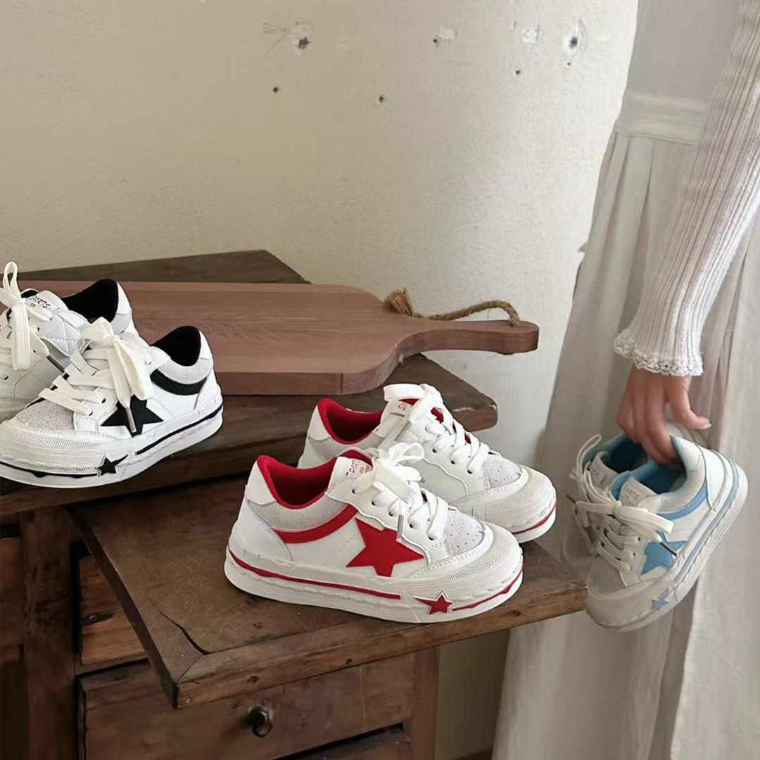 儿童韩系复古拼色星星板鞋真皮软底女童休闲鞋时尚百搭男童运动鞋,童鞋/婴儿鞋/亲子鞋,板鞋,淘宝优惠券,粉丝福利购,淘宝优惠卷