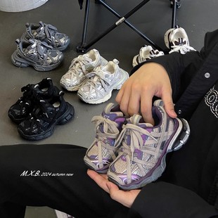 二棉鞋 儿童运动鞋 加绒男童鞋 蜘蛛侠3XL绑带做旧女童老爹鞋 春秋季