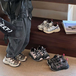 保暖男童休闲鞋 儿童运动鞋 加绒二棉旋转扣女童老爹鞋 新款 子 秋冬季