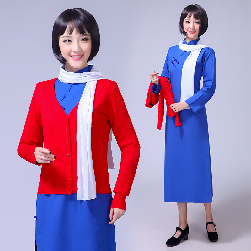 江姐纯棉服装舞台红旗话剧演出服装红梅赞民国大合唱表演服饰旗袍