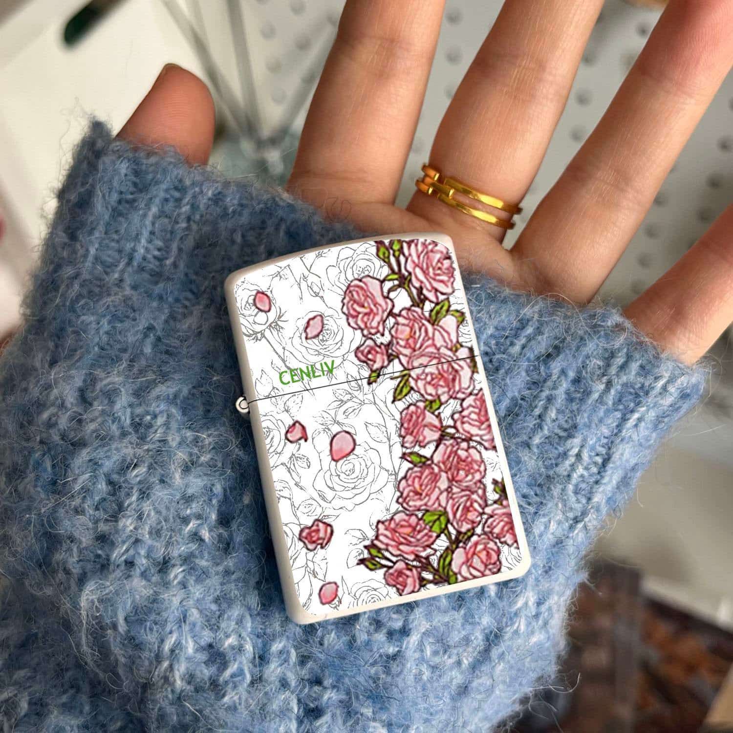爆款个性创意煤油打火机高级高颜值男友礼物金属复古樱花玫瑰送友