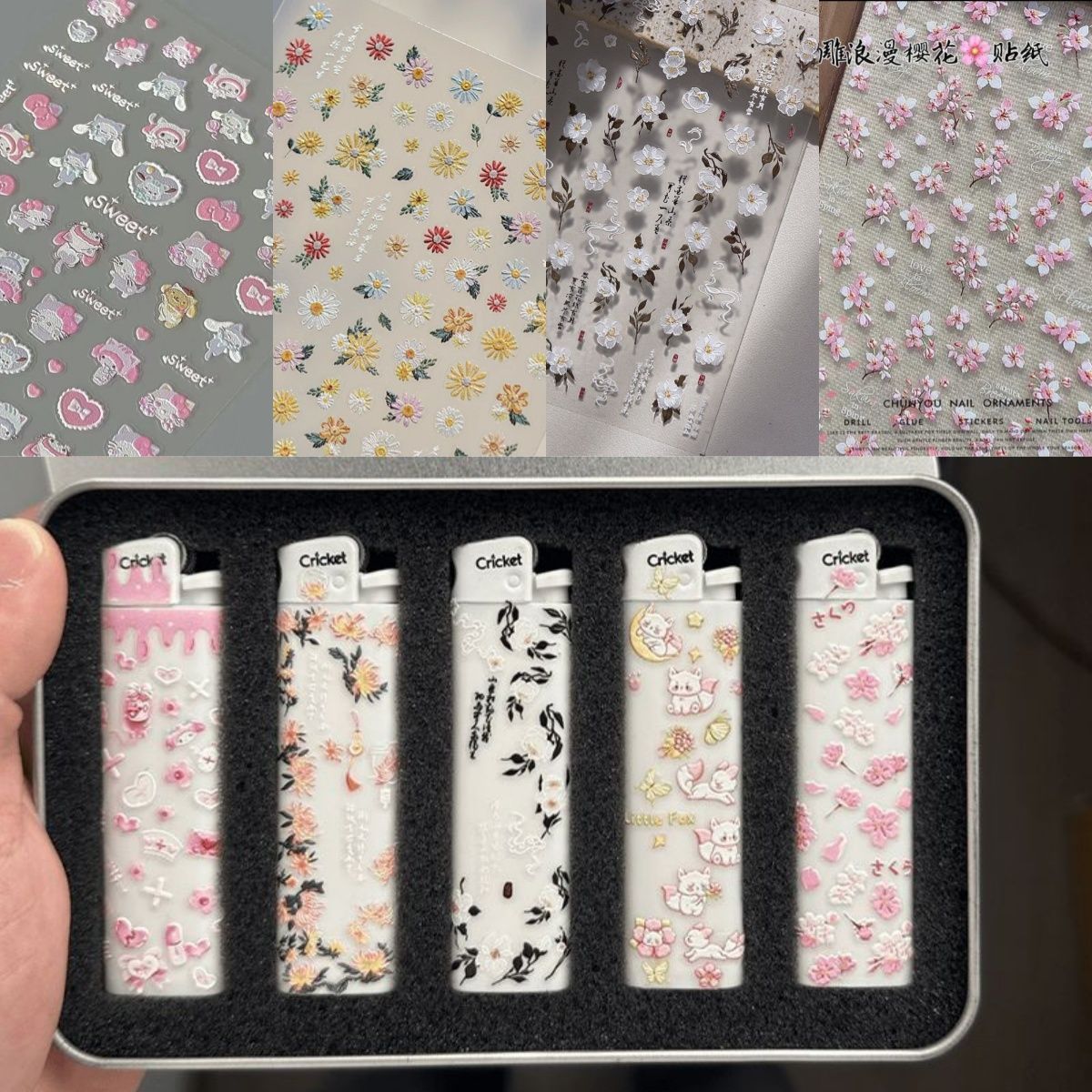 正品cricket草蜢一次性打火机贴纸手工diy浮雕立体可爱创意送男友