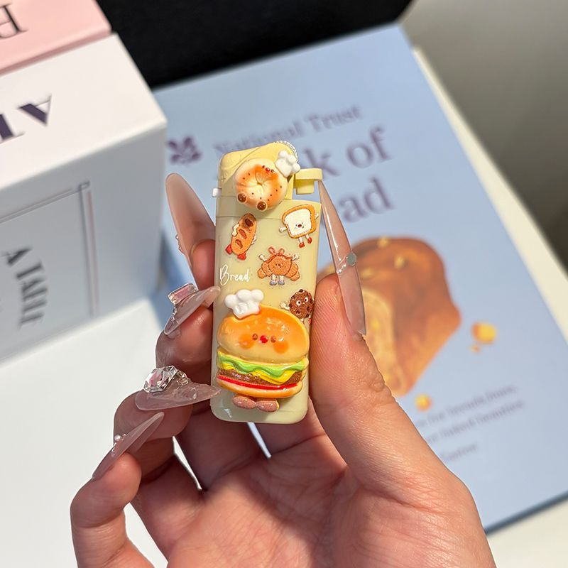 爆款甜甜软软黄油小面包砂轮一次性明火打火机创意手作成品送男友