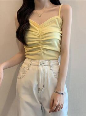 红色小吊带女显瘦夏新款时尚背心外穿无袖短款辣妹打底上衣潮流风
