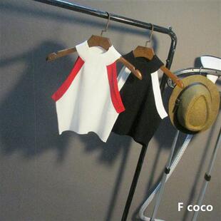 酒吧蹦迪直播衣服女主播服装上镜性感短款露脐挂脖无袖小背心上衣