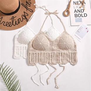 女装 泳衣性感刺绣泳装 泳装 时尚 波西米亚夏季 文胸系带上衣短款