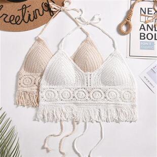 上衣泳装 文胸系带女装 波西米亚民族风 泳衣性感刺绣短款 夏季