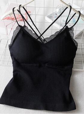 黑色短款热辣外穿气质性感内搭外打底外穿抹胸美背内衣修身上衣