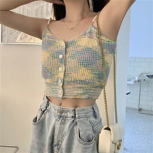 美式链条吊带夏季新款辣妹纯欲风短款显瘦性感无袖上衣内搭背心女