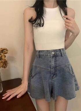 无袖短款修身黑色针织背心女内设计感小众外穿上衣夏季辣妹吊带