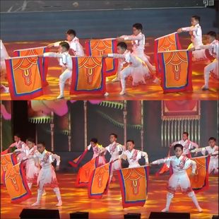 定制旗风少年舞台表演旗元旦节目舞台演出群舞回型令旗飞虎旗制作
