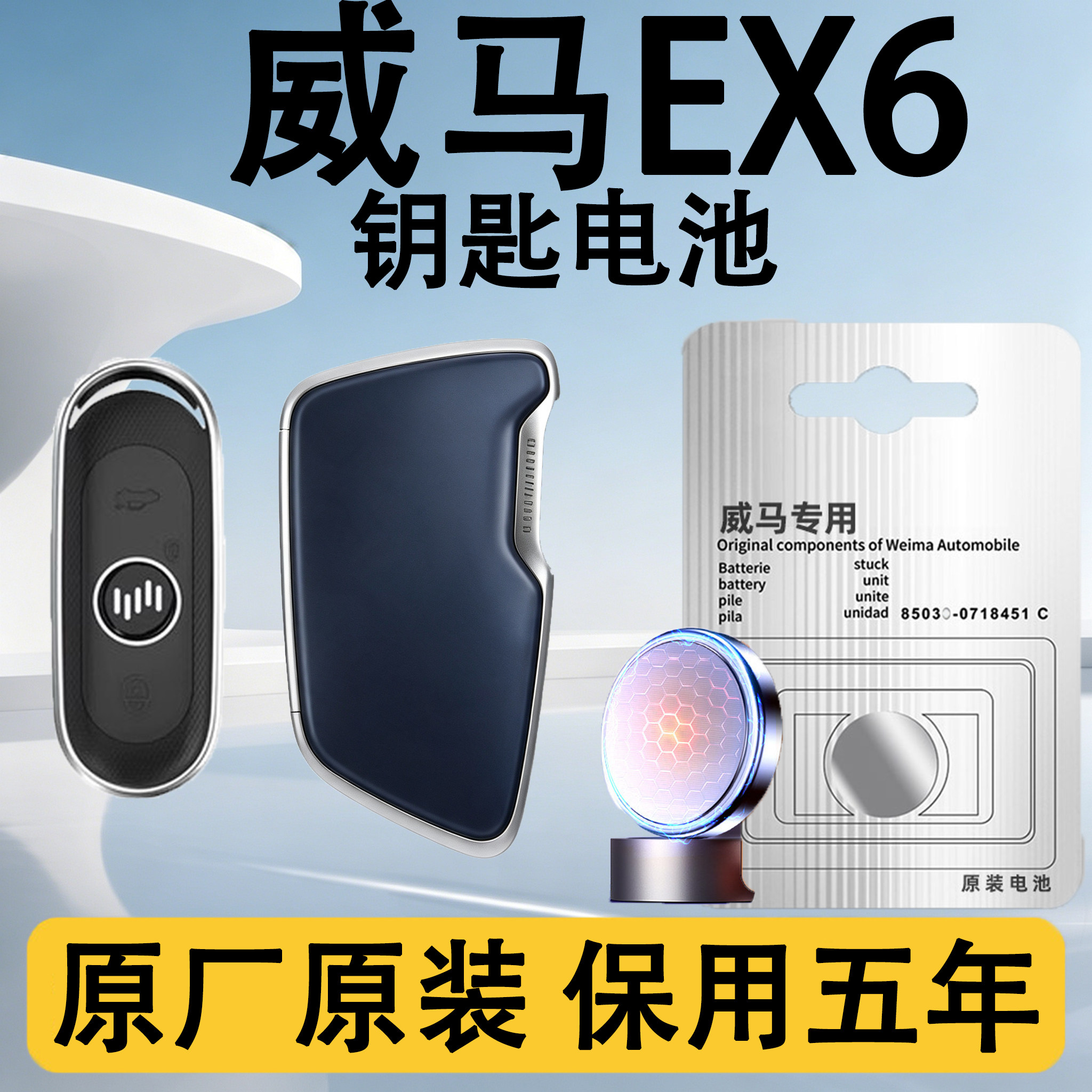 威马EX6原装车遥控钥匙电池电子