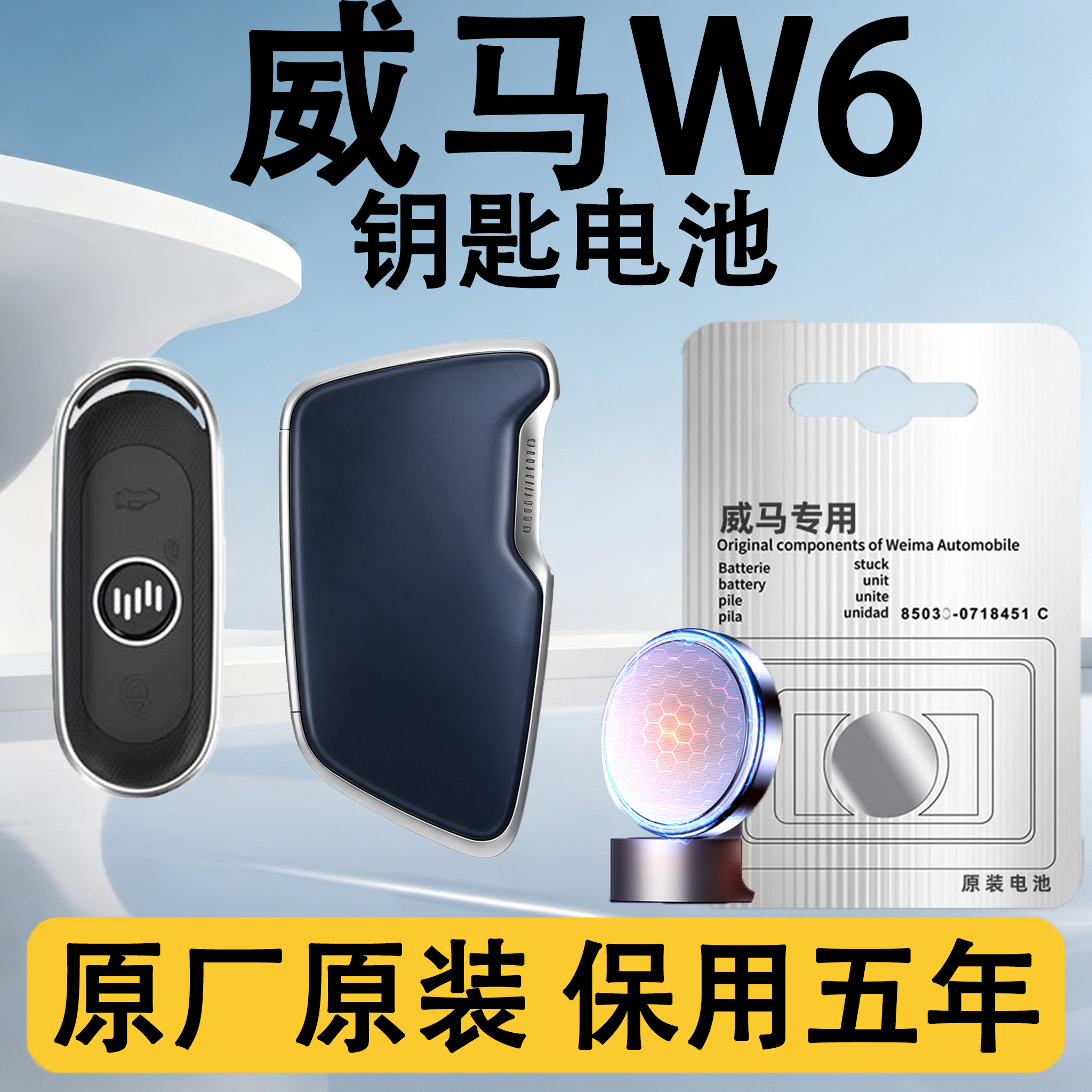 威马W6原装汽车遥控钥匙电池电子