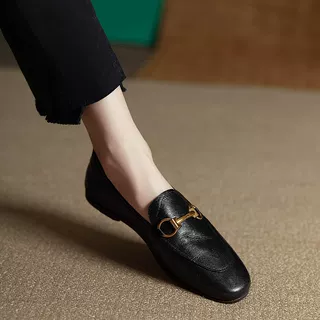 英伦风小皮鞋女平底马衔扣乐福鞋2025新款百搭复古真皮深口单鞋女,女鞋,乐福鞋（豆豆鞋）,淘宝优惠券,粉丝福利购,淘宝优惠卷