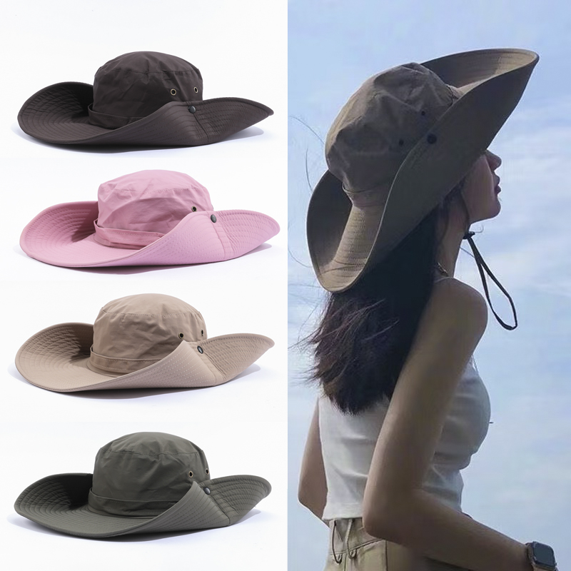 防晒夏季牛仔帽子男士户外爬山露营钓鱼遮阳登山遮阳帽太阳渔夫帽