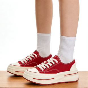 内里头层羊皮帆布鞋2026春季新款女士增高厚底鞋女休闲百搭鞋子女