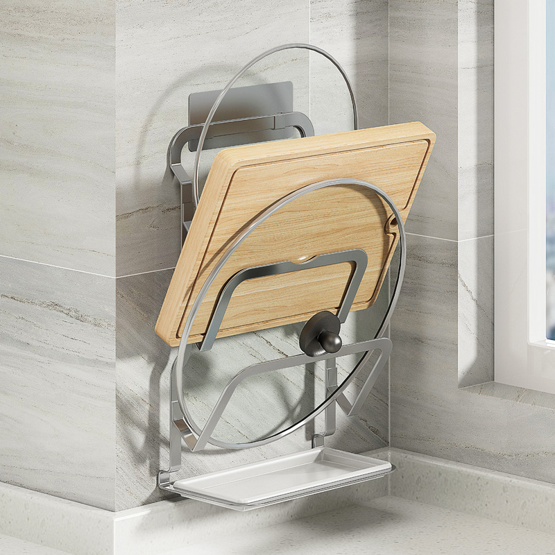 厨房锅盖架壁挂式免钉304不锈钢