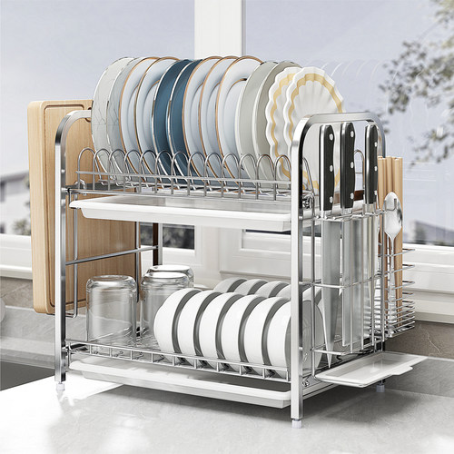304不锈钢厨房碗碟架沥水架2层