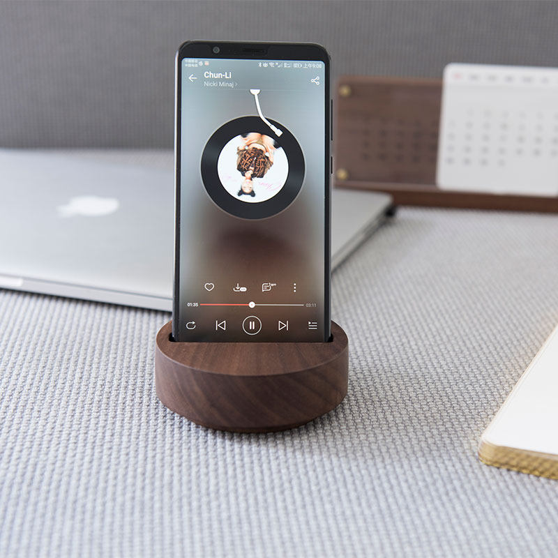 实木手机支架扩音器商务礼品定制便携通用桌面创意木质底座家用型