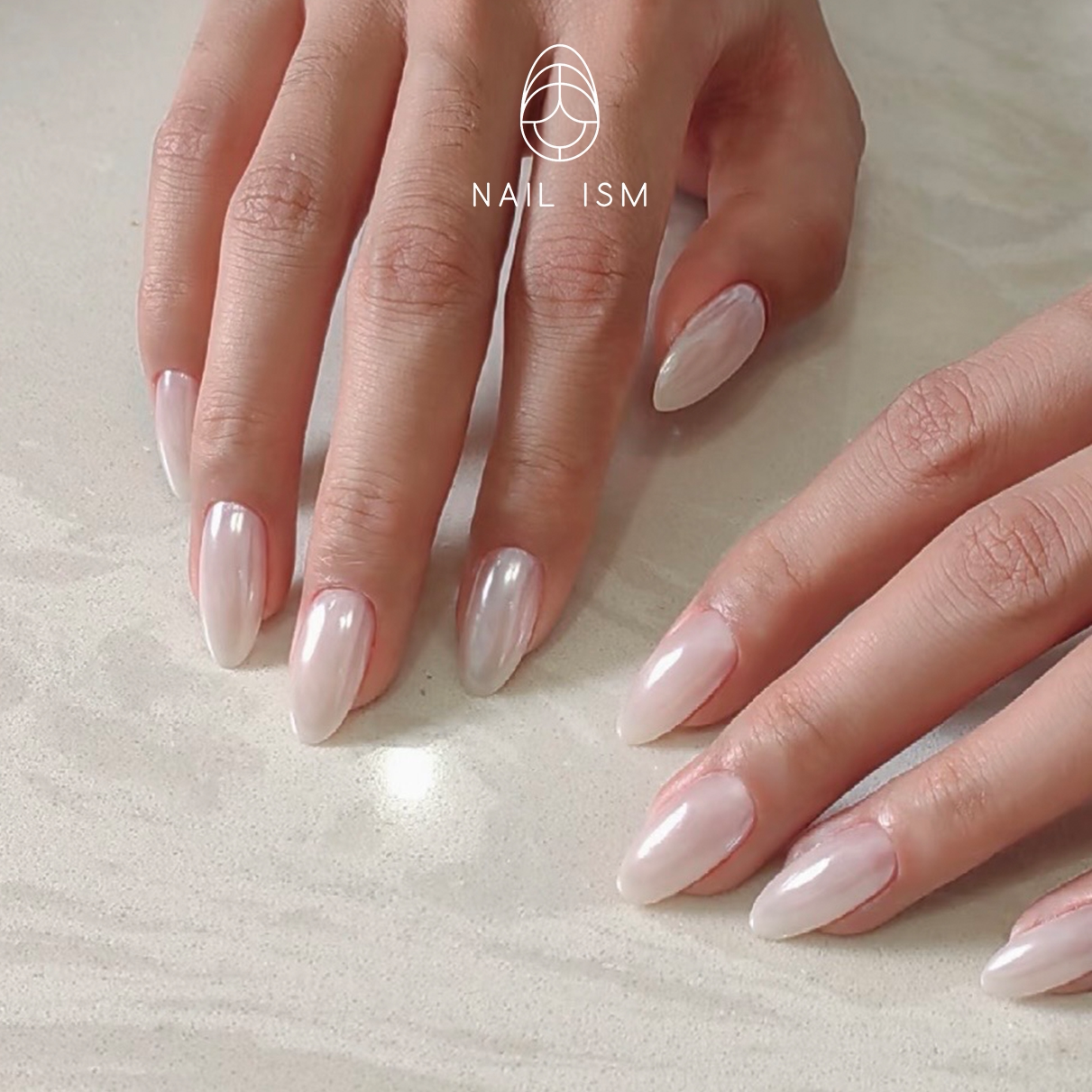 【NAILISM 经典海莉】乳白蹭粉珍珠海莉杏仁美甲欧美老钱风美甲