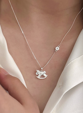 通体S925纯银碎冰冰马上有钱项链高级感轻奢潮小众毛衣链女款吊坠