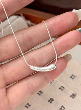 S925纯银小茄子蛇骨锁骨项链