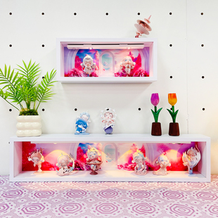 泡泡玛特收纳相框SP进退之门系列盲盒手办灯光场景展示架装饰挂墙