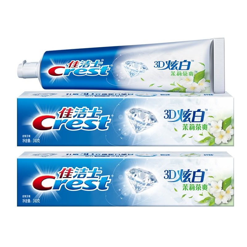 清口气亮白牙膏佳洁士炫莉茶爽氟