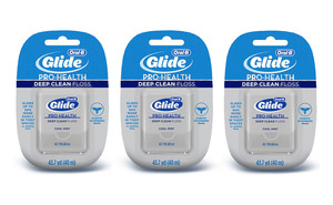 欧乐b劲爽深洁牙线40米三盒 oral-b牙缝线glide宽扁floss进口新品