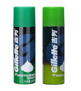 吉列剃须泡沫210克x2 含酷爽薄荷+清新柠檬刮胡膏手动润滑末正品