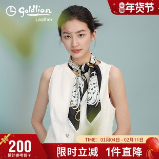 金利来丝巾女新款春100%桑蚕丝围巾发带搭配衬衫领带装饰印花领巾