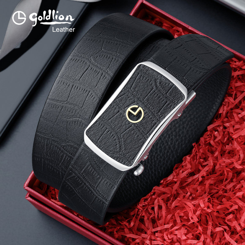 金利来新款自动扣皮带男士真皮商务头层牛皮钢扣腰带复古潮流裤带