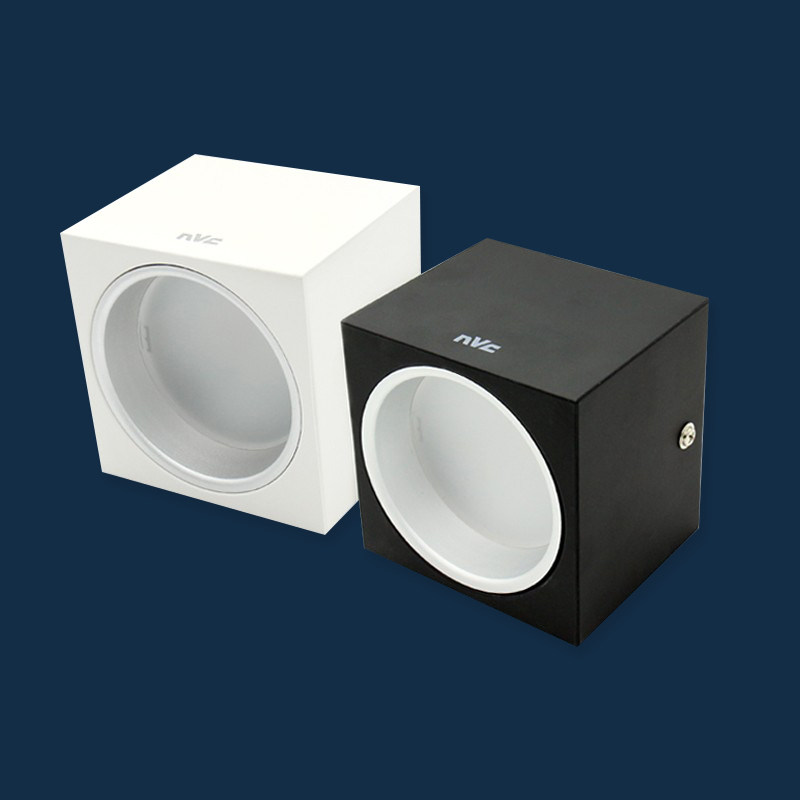 雷士照明led明装筒灯方形北欧黑白过道灯免开孔nled9183m