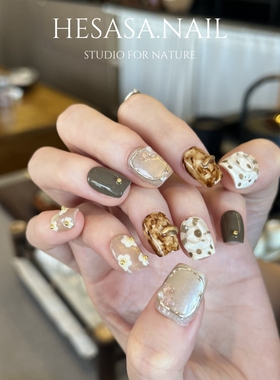 HESASA|高级感奶白色系晕染短款美甲【洛丽玛丝】ins纯手工穿戴甲