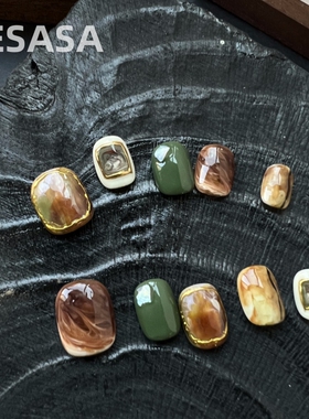 HESASA|高级感油画手绘设计款短款穿戴甲【弗罗伦萨】纯手工美甲