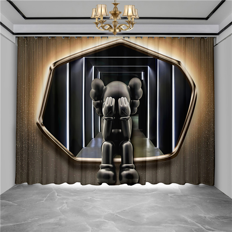 直播遮光布直播背景卡通卧室窗帘