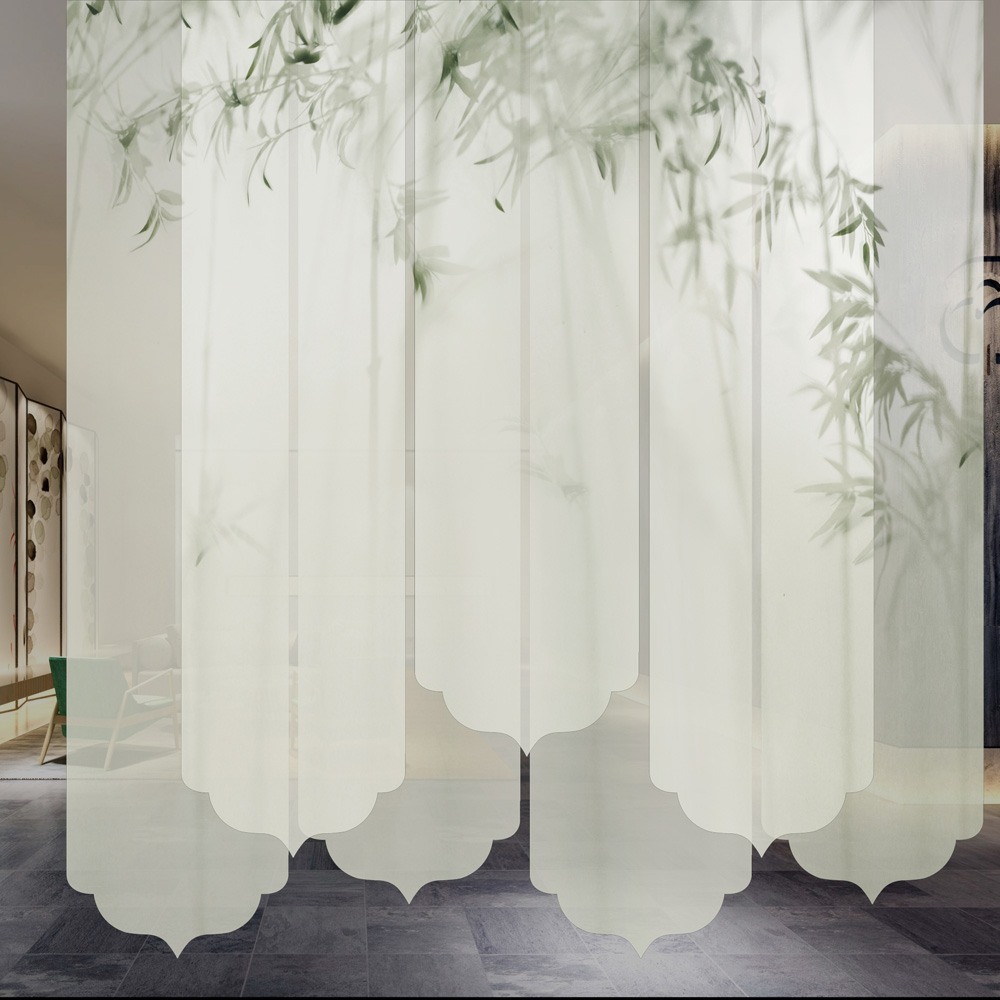 新中式茶室軟隔斷屏風復古卷簾