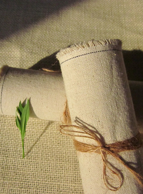 2#亚麻布料ZAKKA风韩式日式本色厚棉麻灰白色DIY手工布清仓半米价