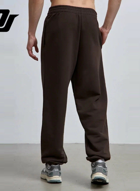 DJAY棕色休闲裤男修身塑形宽松长裤日常通勤运动束脚裤