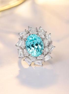 18K金镶嵌帕拉伊巴蓝宝石戒指