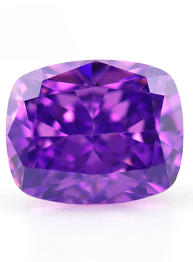 高精切紫锂辉色钻石戒指首饰 肥长方形冰花切紫色人工宝石DIY裸石