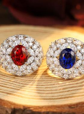 18K金镶嵌培育红宝石戒指高级珠宝首饰定制女款轻奢百搭设计师款