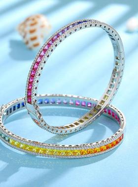 18K金镶嵌彩色宝石手镯