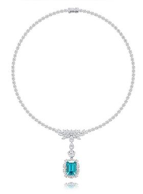 18K金镶嵌新款配石女士培育钻石项链高级珠宝首饰定制女款轻奢