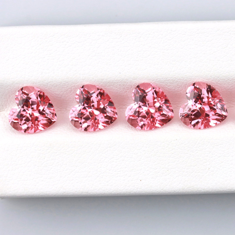 实验室提拉法培育宝石爱心形帕帕拉恰色裸石心形戒指戒面宝石裸石