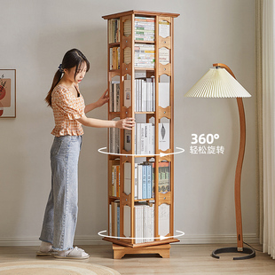 定制旋转书架360度书柜实木家用客厅书本收纳简易创意儿童落地置