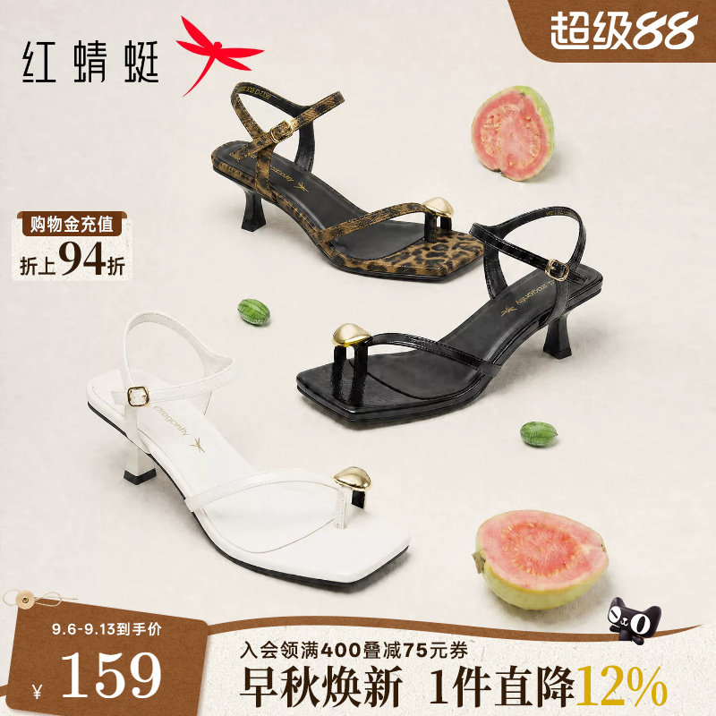 红蜻蜓高跟凉鞋夹趾时装凉鞋图片